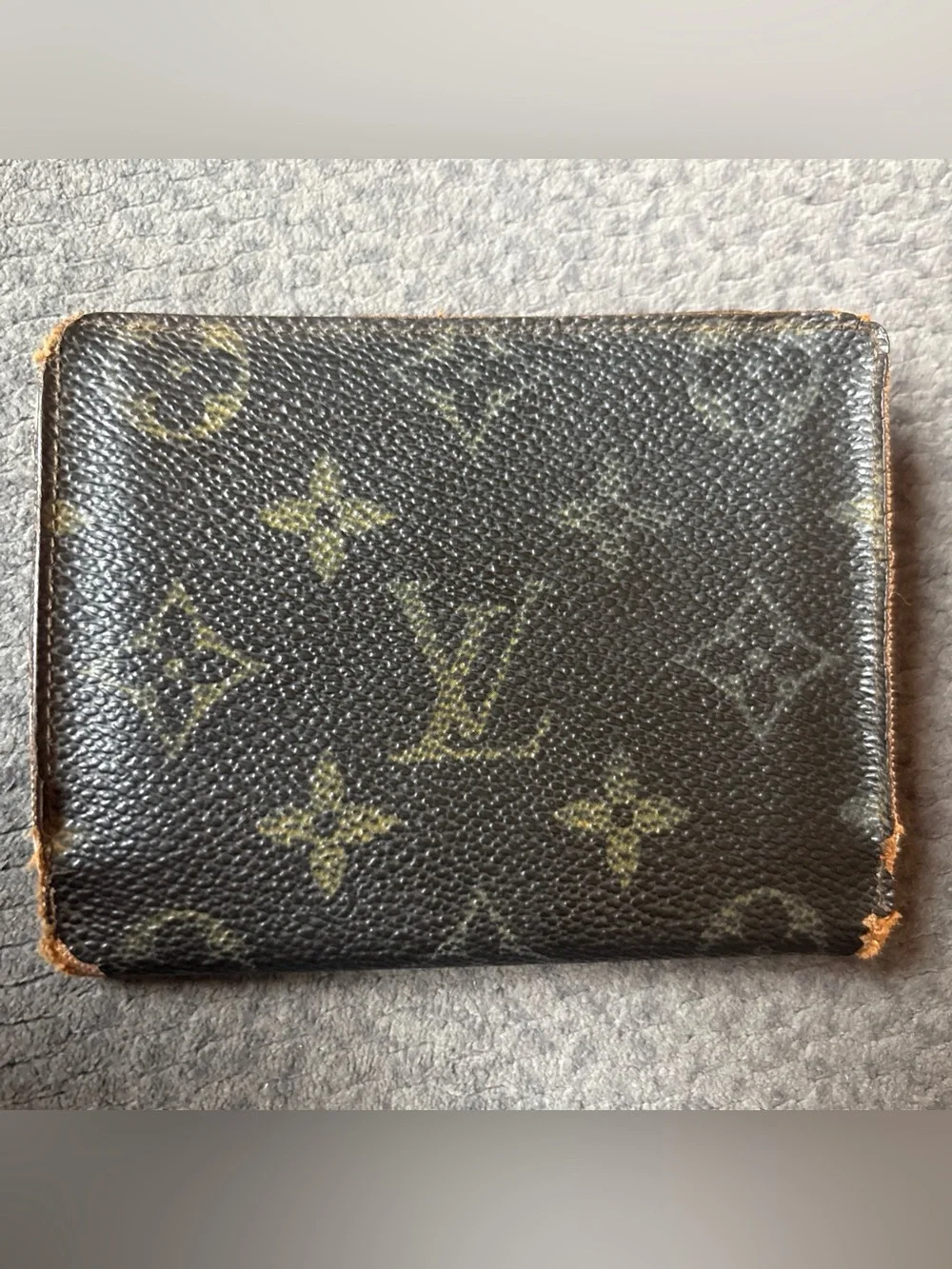 Louis Vuitton LV Monogram Bifold ID Holder & Credit Card Wallet Brown Authentic